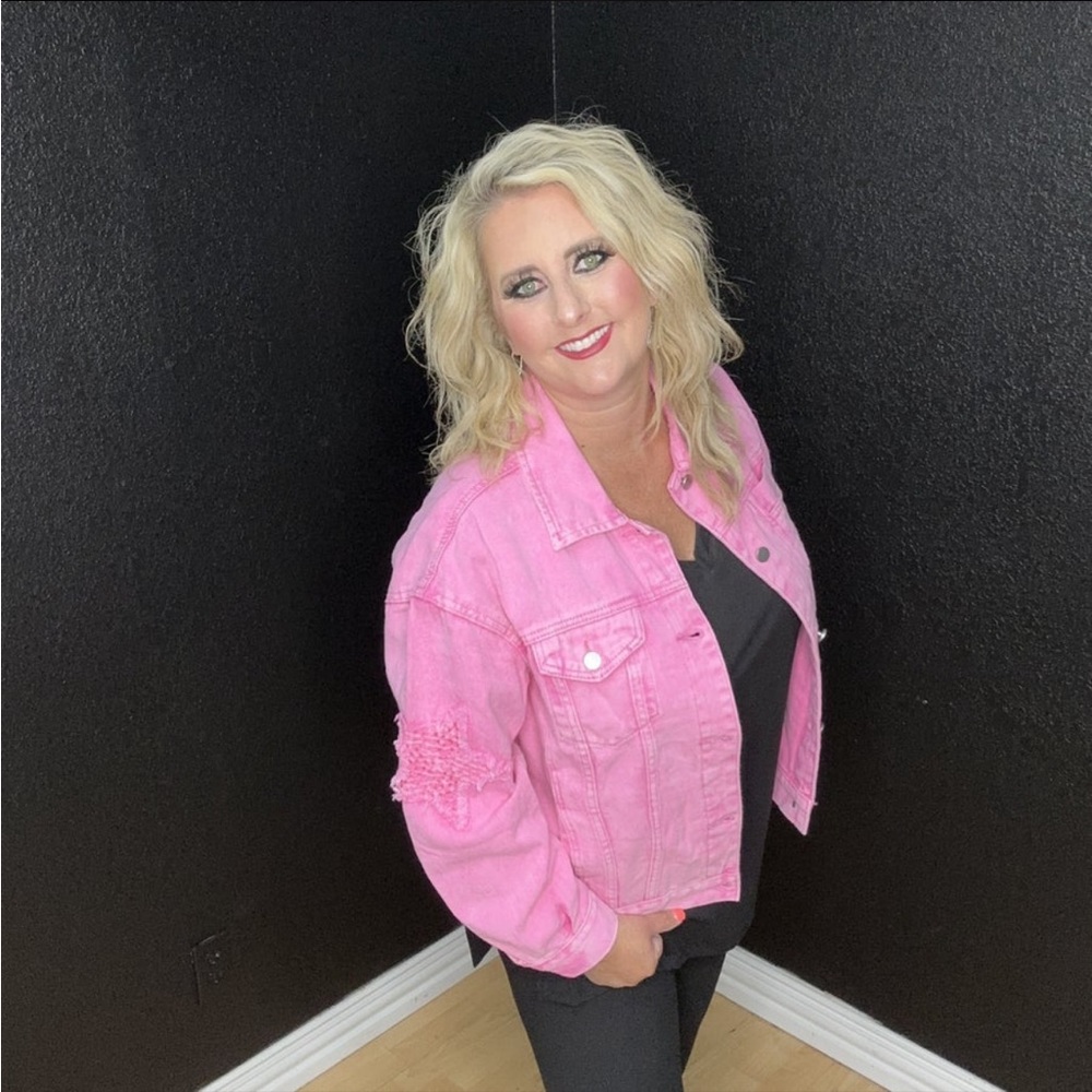 Savanna Jane pink denim jacket 3x